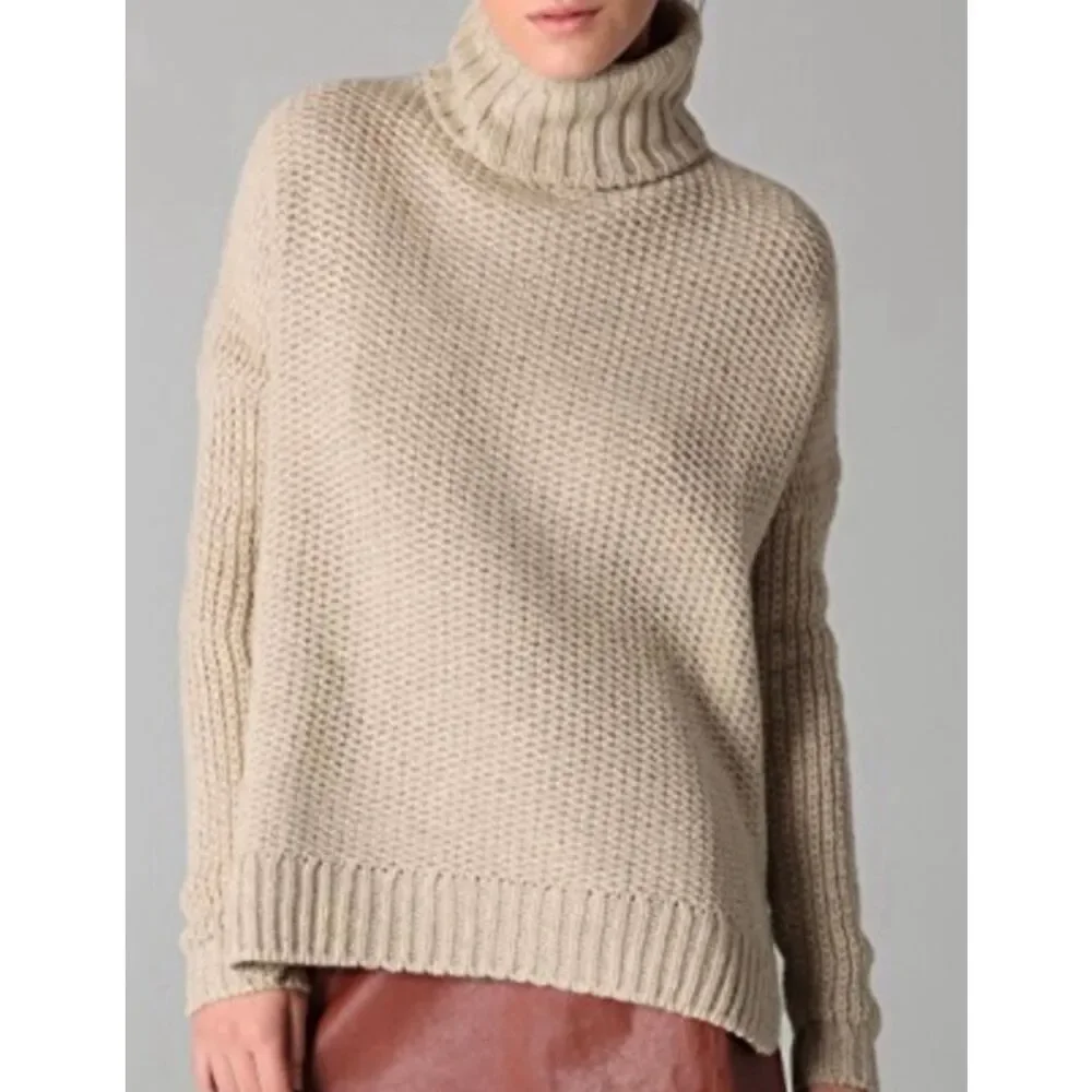 Vince Yak Wool blend tan turtleneck sweater size M